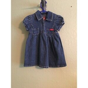 Vintage Guess Baby Denim  Short Sleeve Girl Dress 18 M